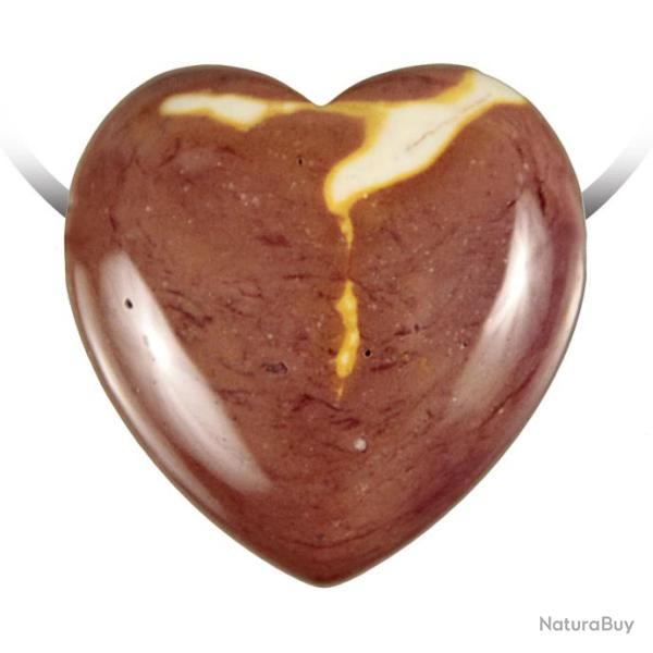 Pendentif coeur pierre perc�e en jaspe mokaite