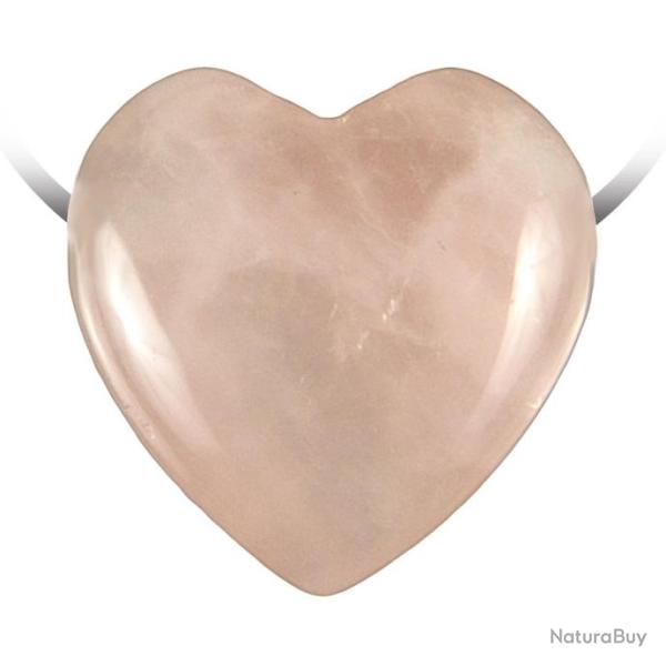 Pendentif coeur pierre perc�e en quartz rose