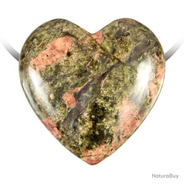 Pendentif coeur pierre perc�e en unakite