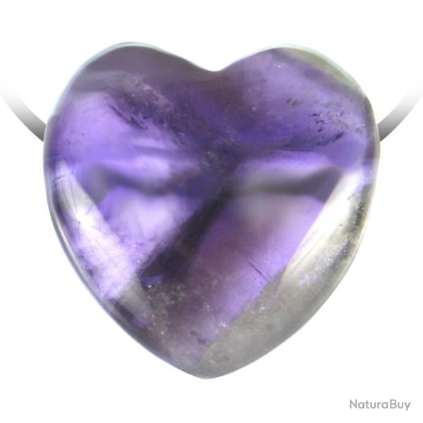 Pendentif coeur pierre perc�e en am�thyste
