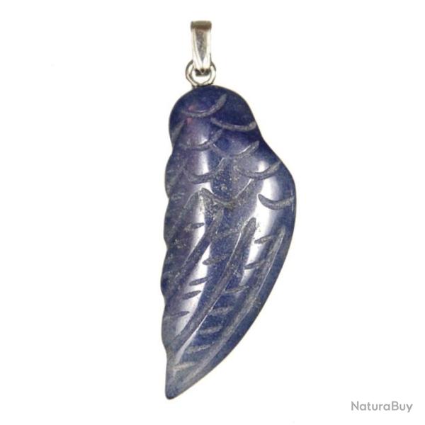 Pendentif aile d'ange en quartz bleu
