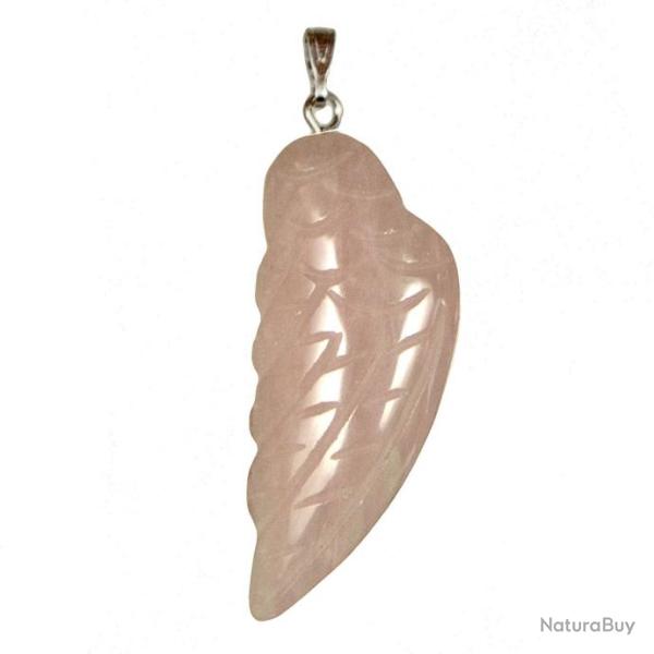 Pendentif aile d'ange en quartz rose