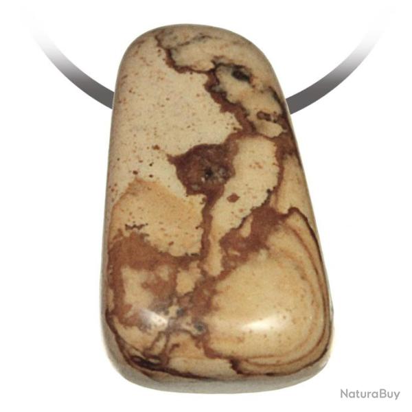 Pendentif pierre roul�e perc�e en jaspe paysage