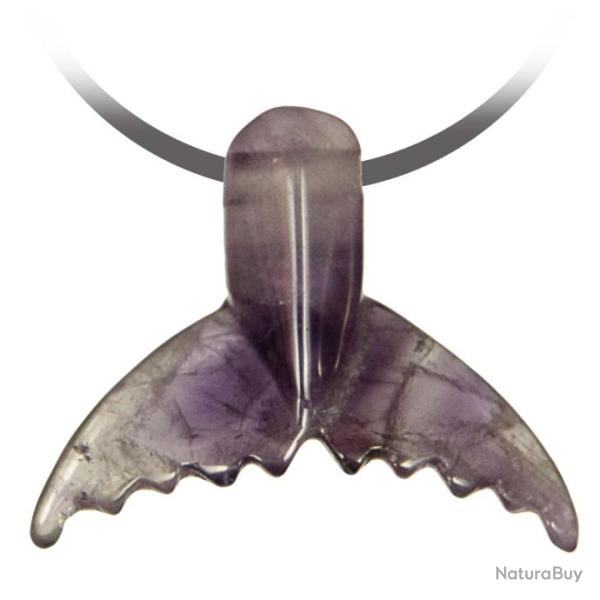 Pendentif pierre perc�e queue de baleine en am�thyste
