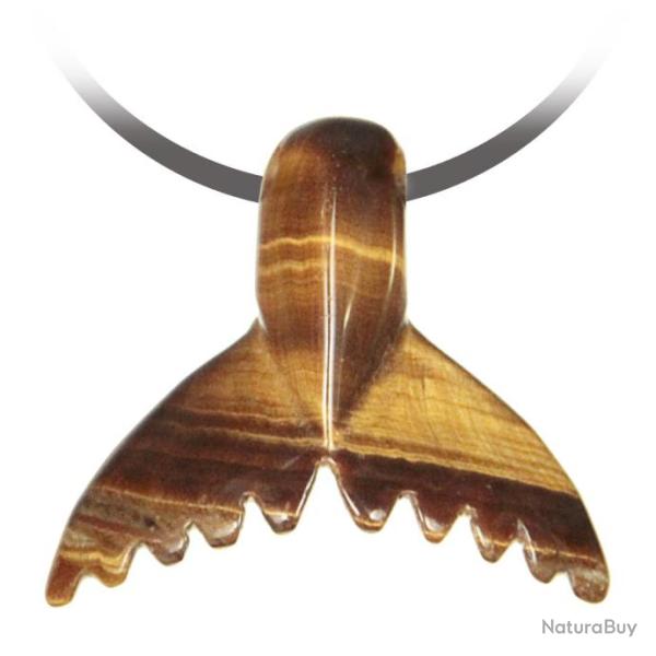 Pendentif pierre perc�e queue de baleine en oeil de tigre