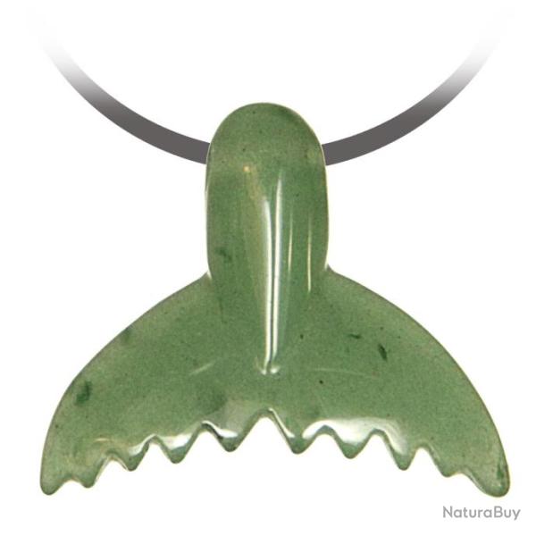 Pendentif pierre perc�e queue de baleine en aventurine verte