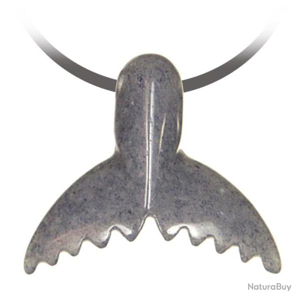 Pendentif pierre perc�e queue de baleine en quartz bleu