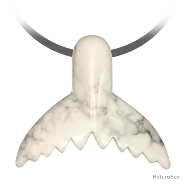 Pendentif pierre perc�e queue de baleine en howlite
