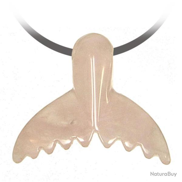 Pendentif pierre perc�e queue de baleine en quartz rose