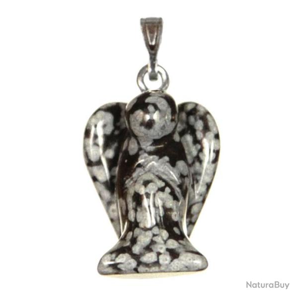 Pendentif ange en obsidienne neige
