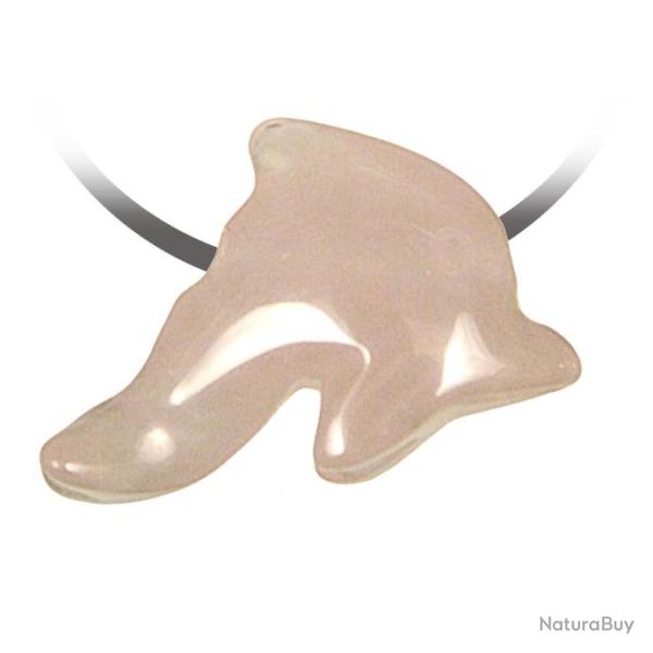 Pendentif pierre perce dauphin en quartz rose