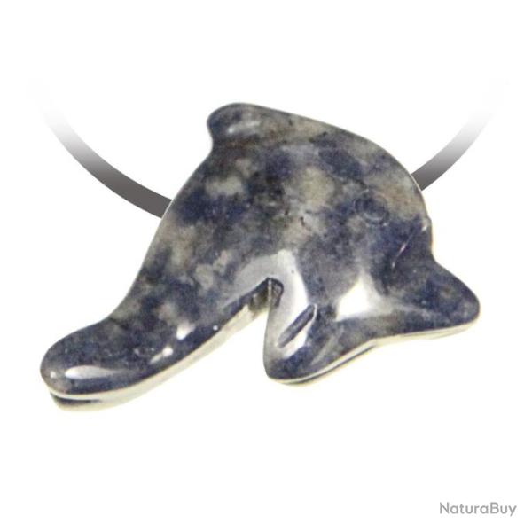 Pendentif pierre perc�e dauphin en sodalite