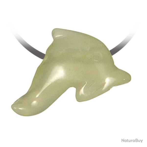 Pendentif pierre perc�e dauphin en jade de Chine