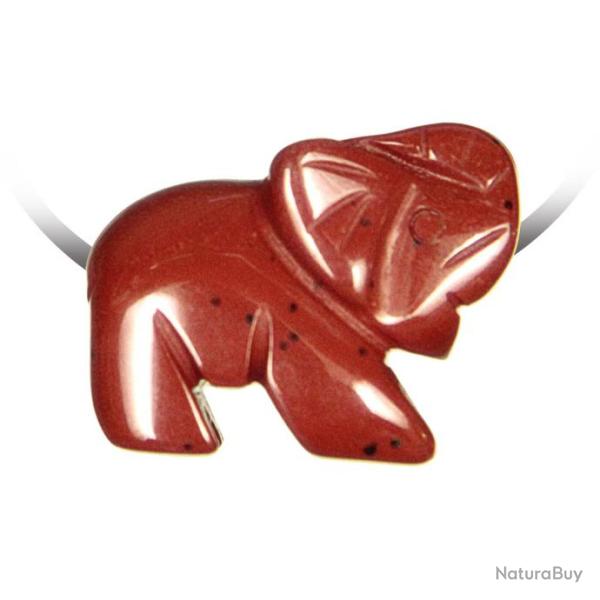Pendentif pierre perc�e �lephant en jaspe rouge
