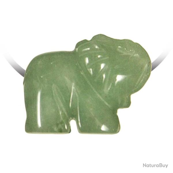 Pendentif pierre perc�e �lephant en aventurine verte