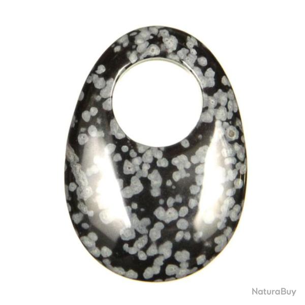 Pendentif donut oval en obsidienne neige