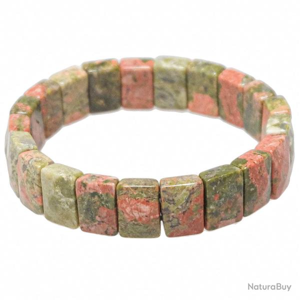 Bracelet perles rectangulaires facett�es en unakite
