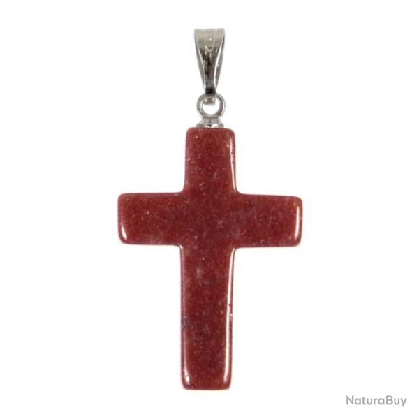 Pendentif croix crucifix en quartz h�mato�de