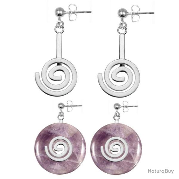 Boucles d'oreilles support de donut spirale m�tal argent�