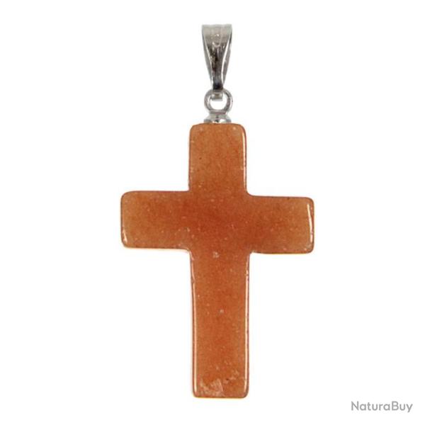 Pendentif croix crucifix en aventurine rouge