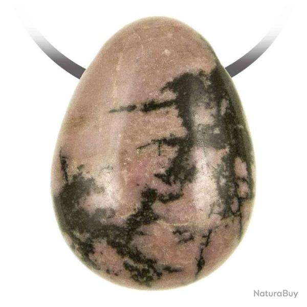 Pendentif goutte pierre perc�e en rhodonite (stri�e)