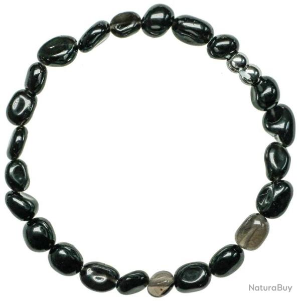 Bracelet en obsidienne noire - Perles roul�es 7 � 10 mm