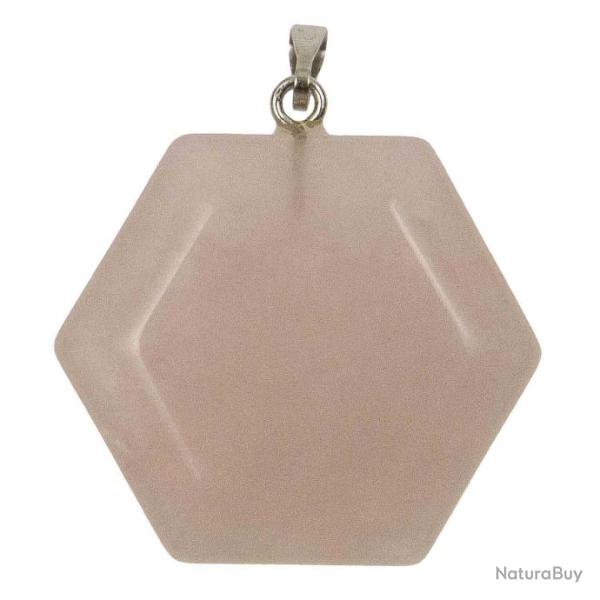 Pendentif hexagone en quartz rose