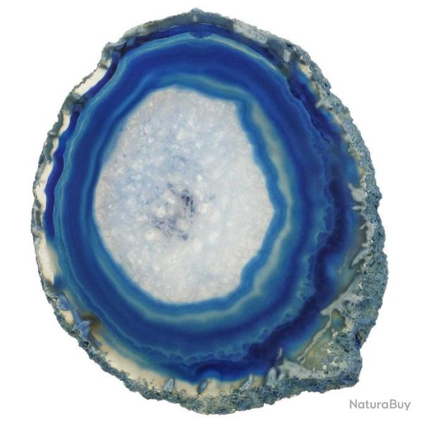 Tranche d'agate polie couleur bleue - 10 � 12 cm - A l'unit�