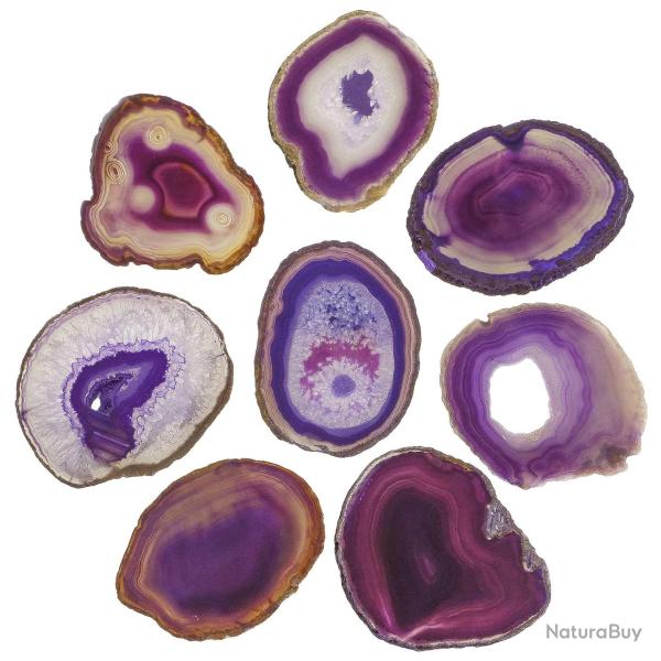 Tranche d'agate polie couleur violette - 10 � 12 cm - A l'unit�