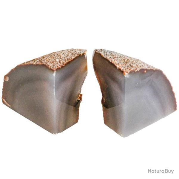 Paire d'agate naturelle sci�e et polie, serre livres - 1.28 kg
