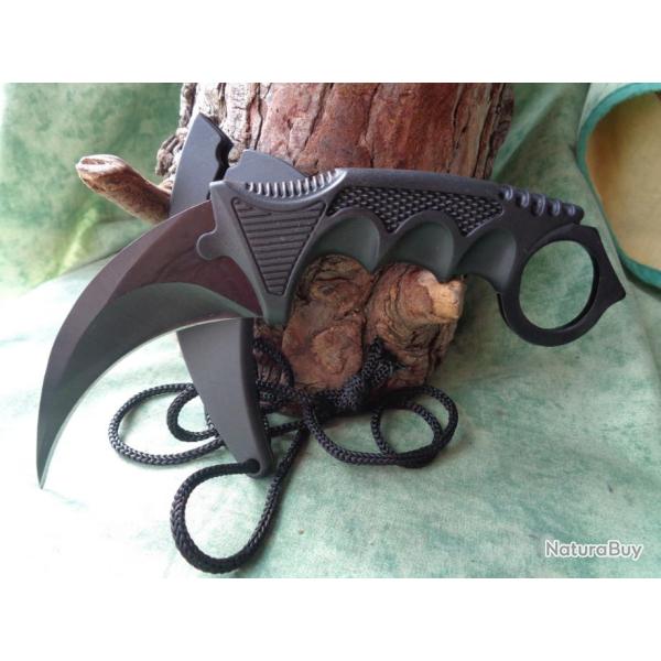 Lot de 3 Couteau Karambit de Cou Lame Acier Inox Manche ABS Etui FRN CN211431BK