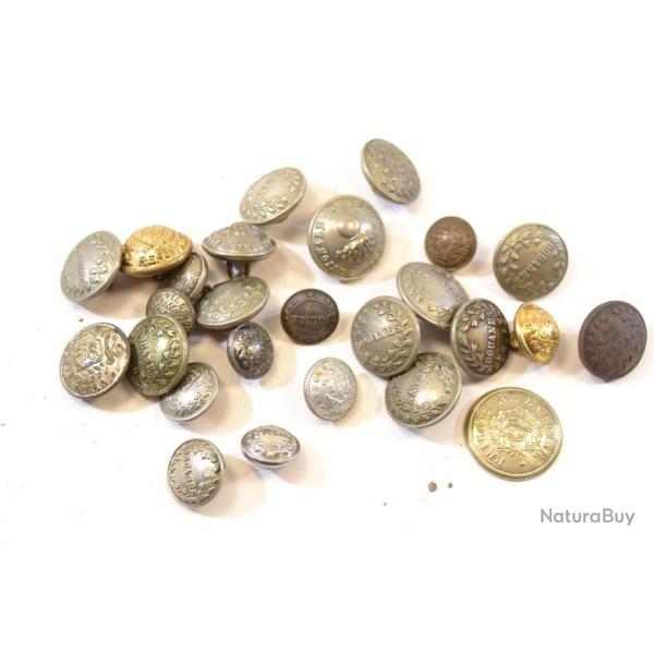 Lot de boutons police, douanes, ville du harve, Police d'Etat Alger, Prison de la Seine...