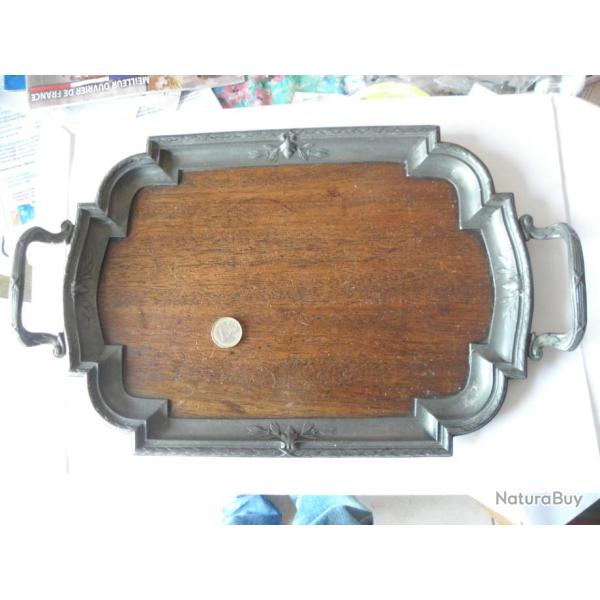 antique plateau en �tain vers 1900