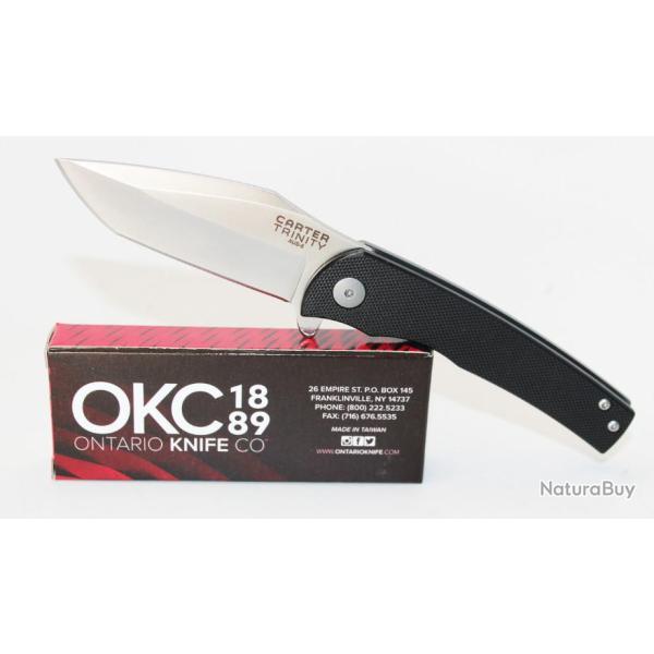 Couteau Ontario Carter Trinity Lame Acier AUS-8 Manche G-10/Titane Framelock ON8877