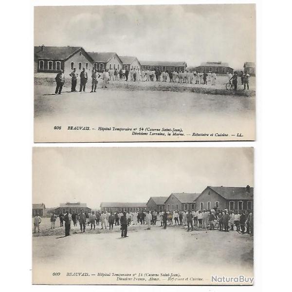 lot 2 cpa caserne agel beauvais hopital temporaire n�1 , caserne saint-jean r�fectoire et cuisine