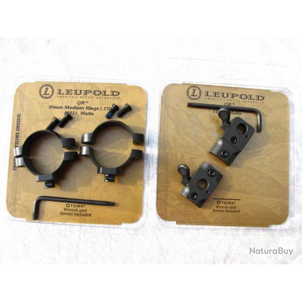 Montage Leupold QR  avec les deux embases et les  colliers de 34 mm pour  Mauser M18