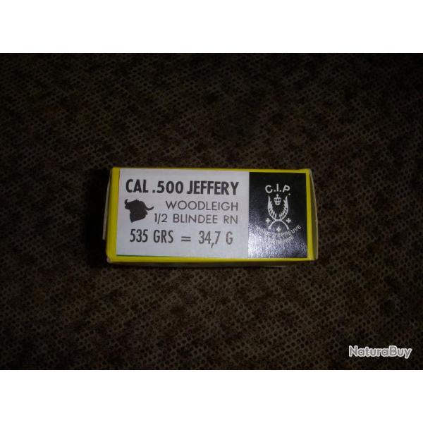 boite de 20 cartouches SOLOGNE de calibre 500 JEFFERY � balle demi blind�e WOODLEIGH de 535grs