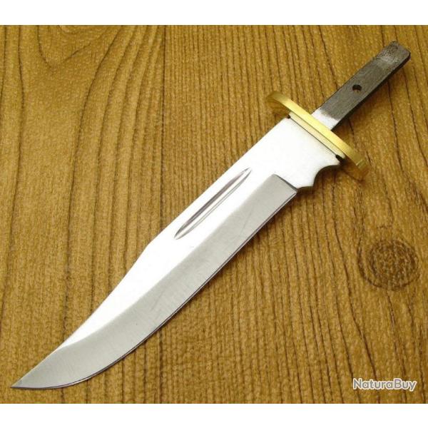 Lot de 2 Lames � Customiser Selon Vos D�sirs Bowie Skinner Acier Carbone/Inox Garde Laiton BL0S34