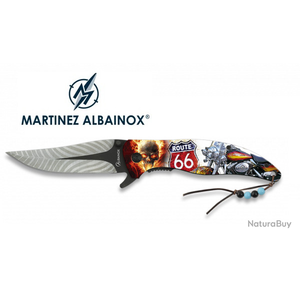 Offrez ce Couteau Pliant ROUTE 66 moto 3D  Lame de 9 cm