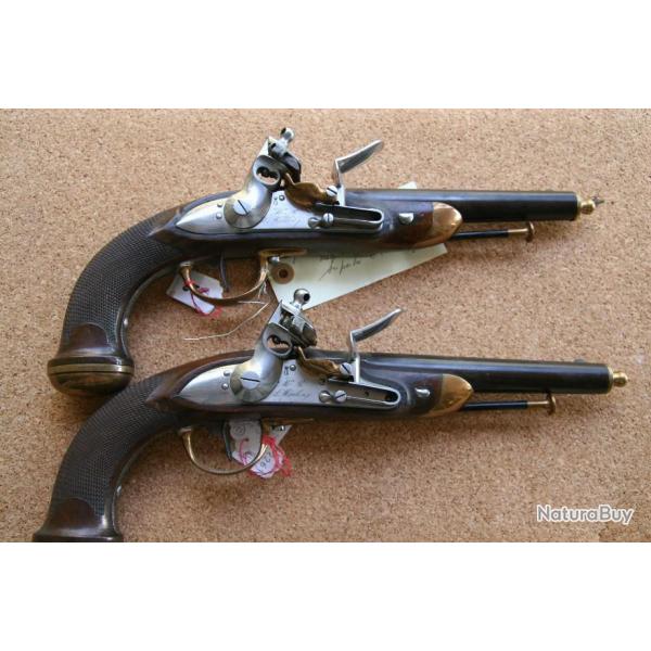 PAIRE DE PISTOLET D'OFFICIER MODELE 1816   DE LA MANUFACTURE ROYALE DE   MAUBEUGE