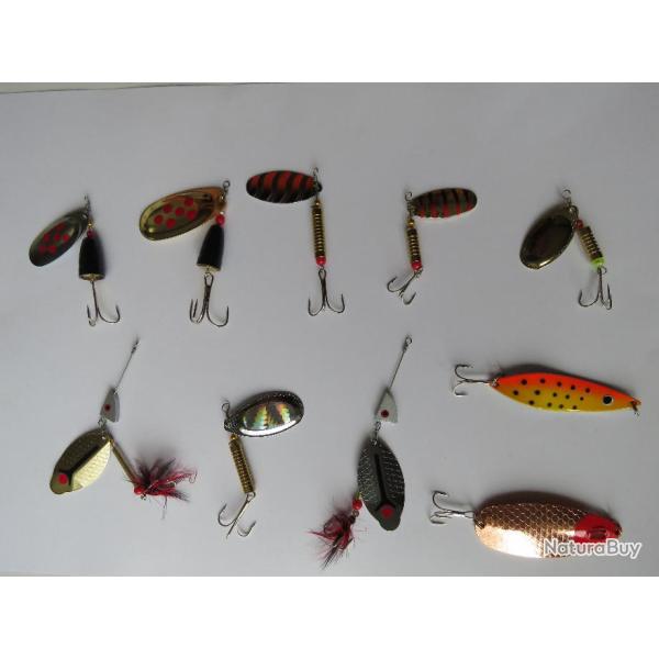 P�che carnassiers ; lot de 10 cuillers tournantes pour gros poissons