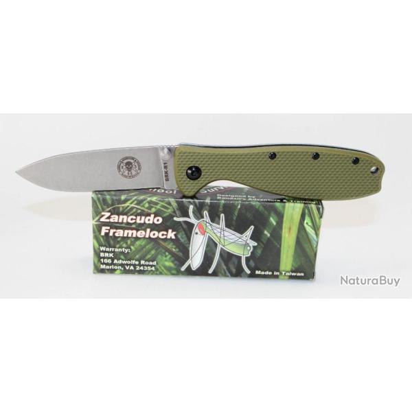 Couteau Esee Zancudo Green Lame Acier D2 Manche FRN Framelock BRKR2OD