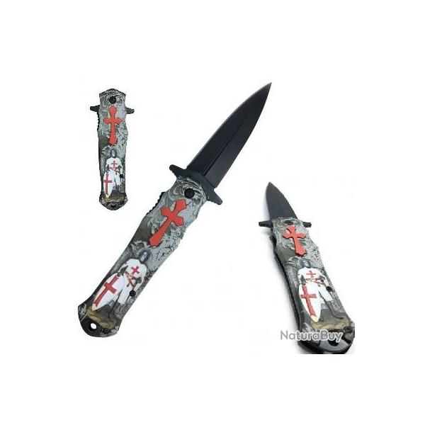 Offrez ce Couteau Pliant Templier relief  Lame de 9.5 cm