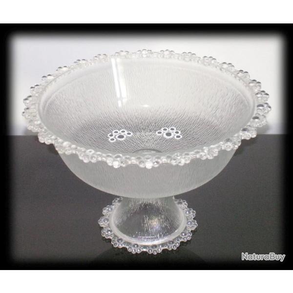 Superbe et ancienne coupe � fruits en verre cristallerie de Portieux d�but XX�me � saisir!!