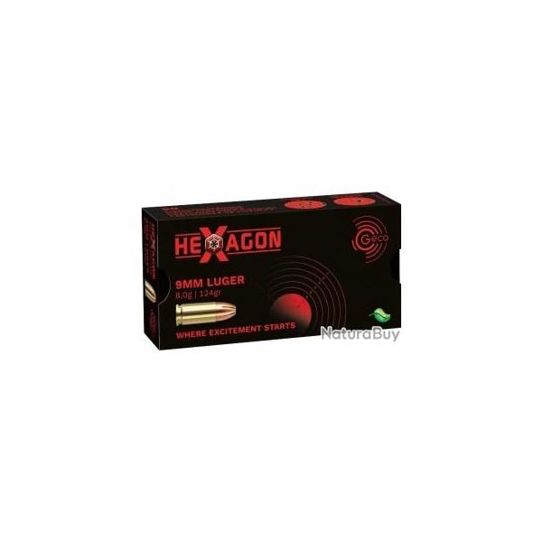 MUNITIONS GECO 9MM LUGER HEXAGON 8G 124GR PAR 1000
