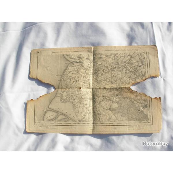 WW1 ALLEMAGE PLAN MILITAIRE ALLEMAND DE FRANCE DE MONTREUIL  6D RARE