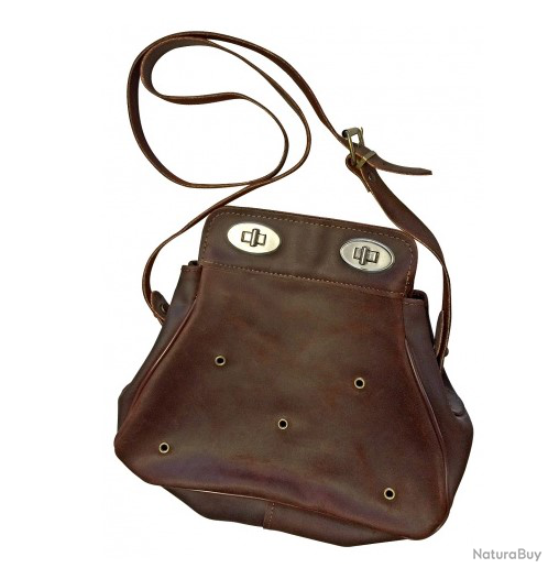 Sac à furet ancien en cuir - Accessoire de chasse vintage