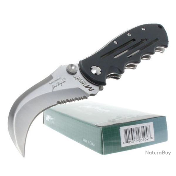 Couteau MTech Bear Claw Tactical Folding Hawkbill Acier 440 Griffe Serrated M3640