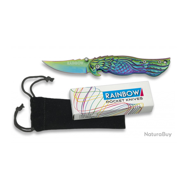 Couteau pliant de poche lame Bird de 5.2 cm  � RAINBOW � couleur Arc en Ciel