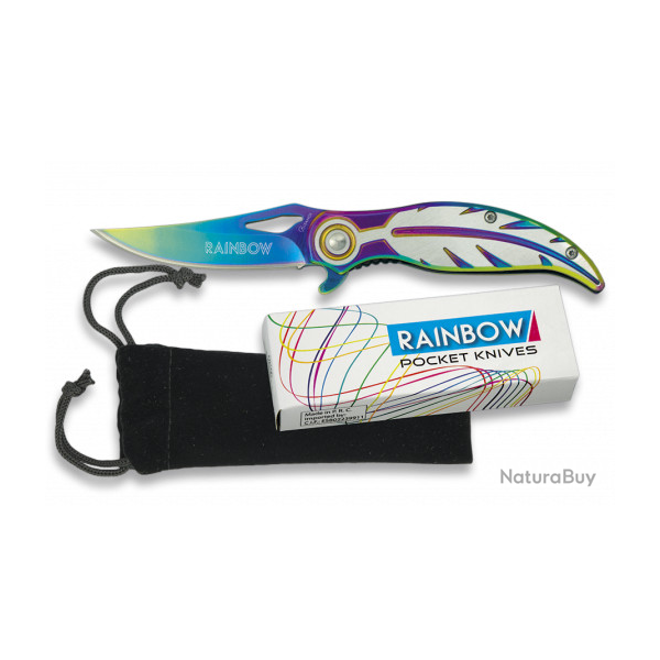 Offrez ce Couteau pliant de poche Mod Plume lame  de 7.2 cm  � RAINBOW � couleur Arc en Ciel